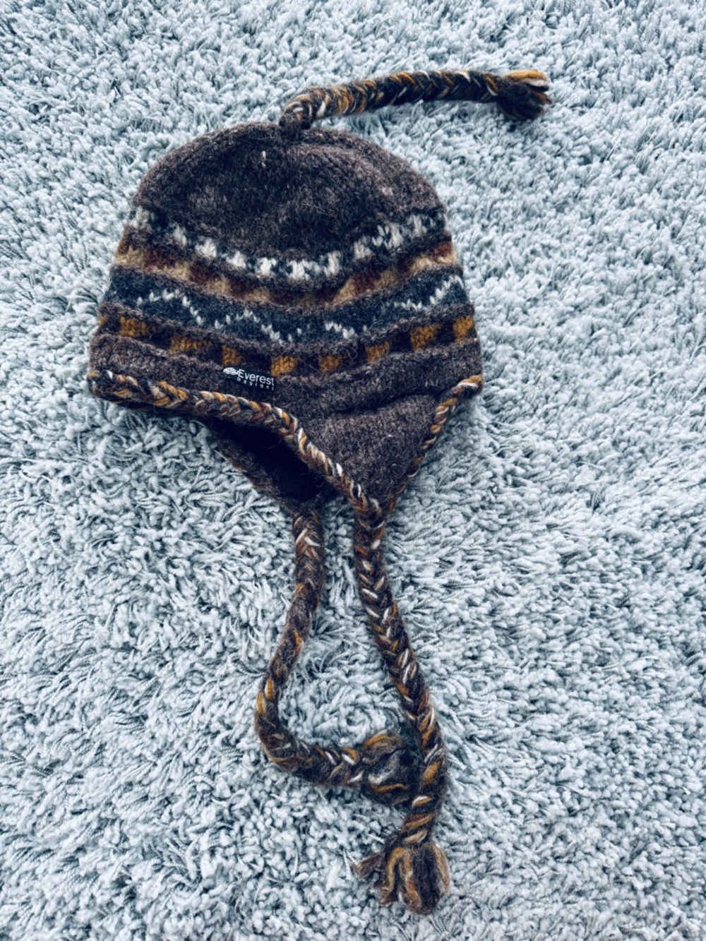 Mens Womens Unisex Everest Designs Brown Wool Knit Toboggan Hat Tassels OS